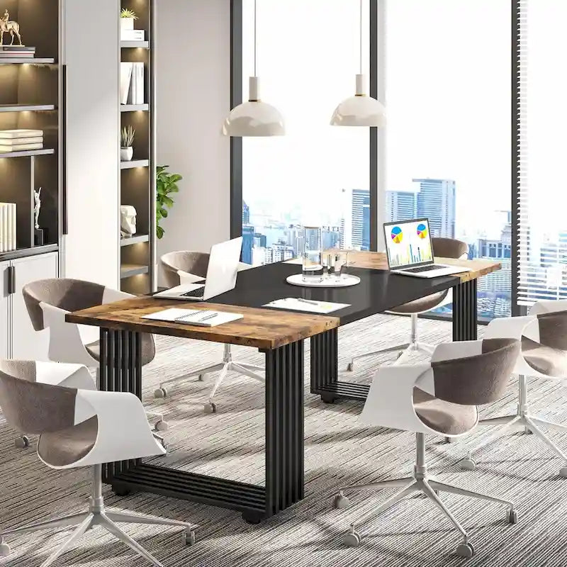 70.9 Bureau moderne en bois pour ordinateur, blanc et or, bureau de direction