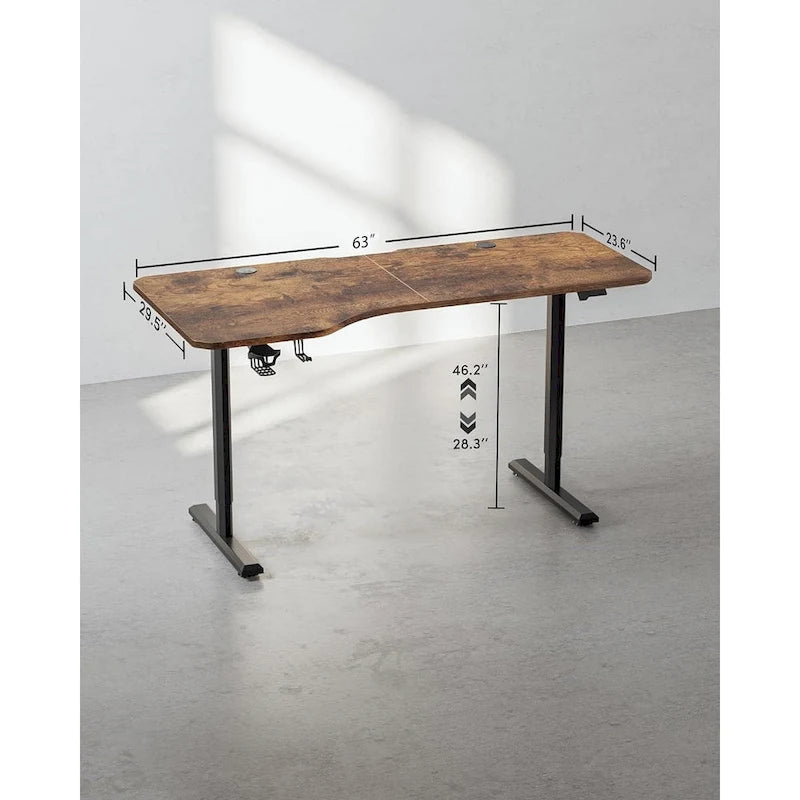 Bureau réglable en hauteur électrique FEZIBO, Table debout, Bureau de travail assis-debout avec plateau en plusieurs parties