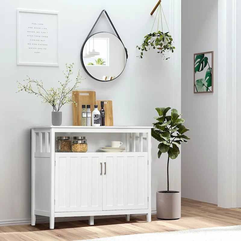 Table de Buffet avec 2 Portes, Meuble de Rangement de Cuisine avec Étagères Réglables pour Cuisine et Salle à Manger