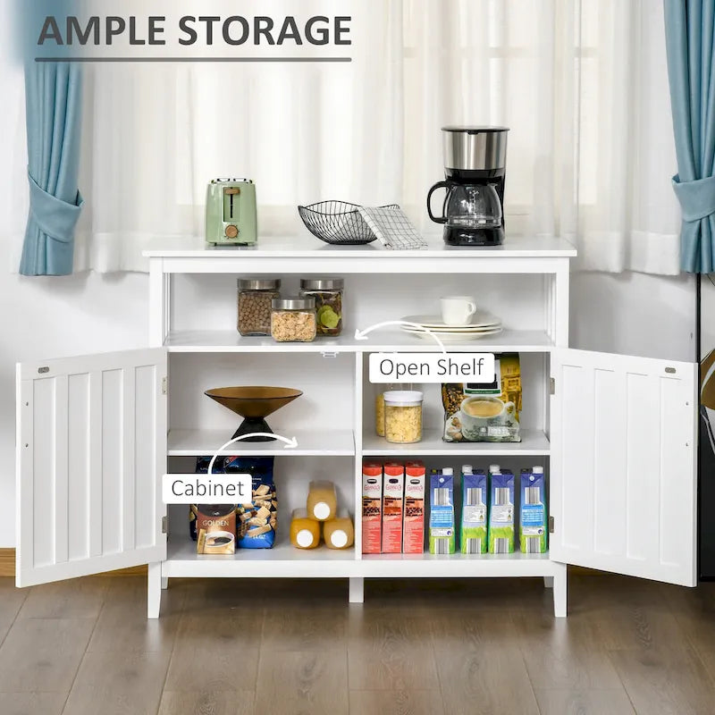 Table de Buffet avec 2 Portes, Meuble de Rangement de Cuisine avec Étagères Réglables pour Cuisine et Salle à Manger