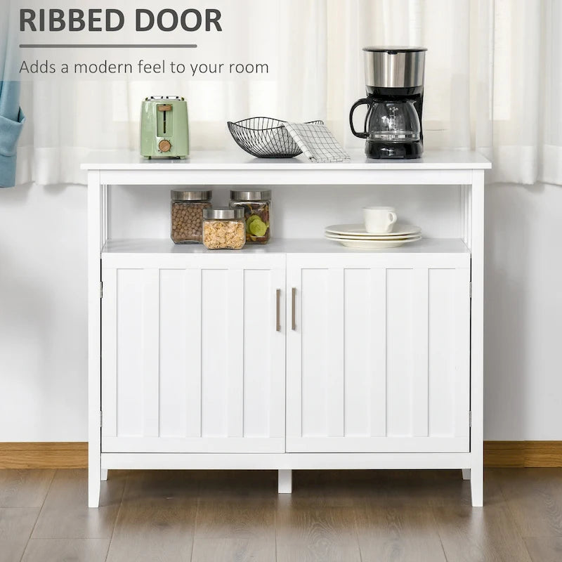 Table de Buffet avec 2 Portes, Meuble de Rangement de Cuisine avec Étagères Réglables pour Cuisine et Salle à Manger