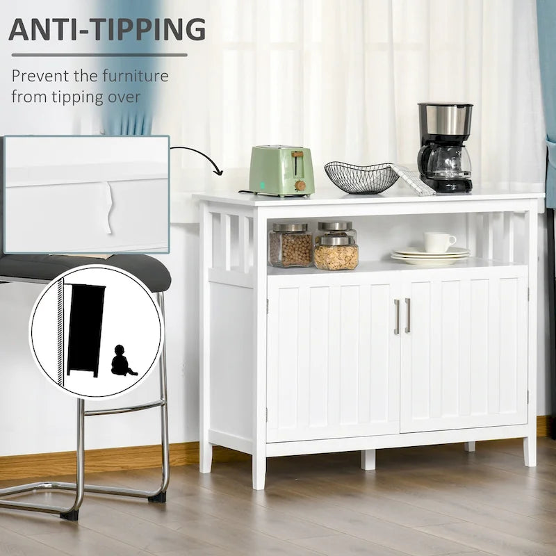 Table de Buffet avec 2 Portes, Meuble de Rangement de Cuisine avec Étagères Réglables pour Cuisine et Salle à Manger