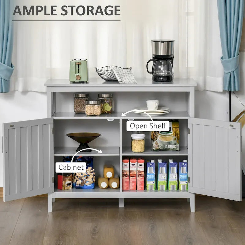 Table de Buffet avec 2 Portes, Meuble de Rangement de Cuisine avec Étagères Réglables pour Cuisine et Salle à Manger
