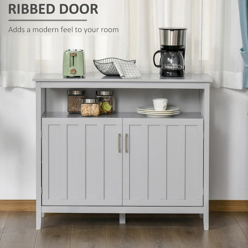 Table de Buffet avec 2 Portes, Meuble de Rangement de Cuisine avec Étagères Réglables pour Cuisine et Salle à Manger