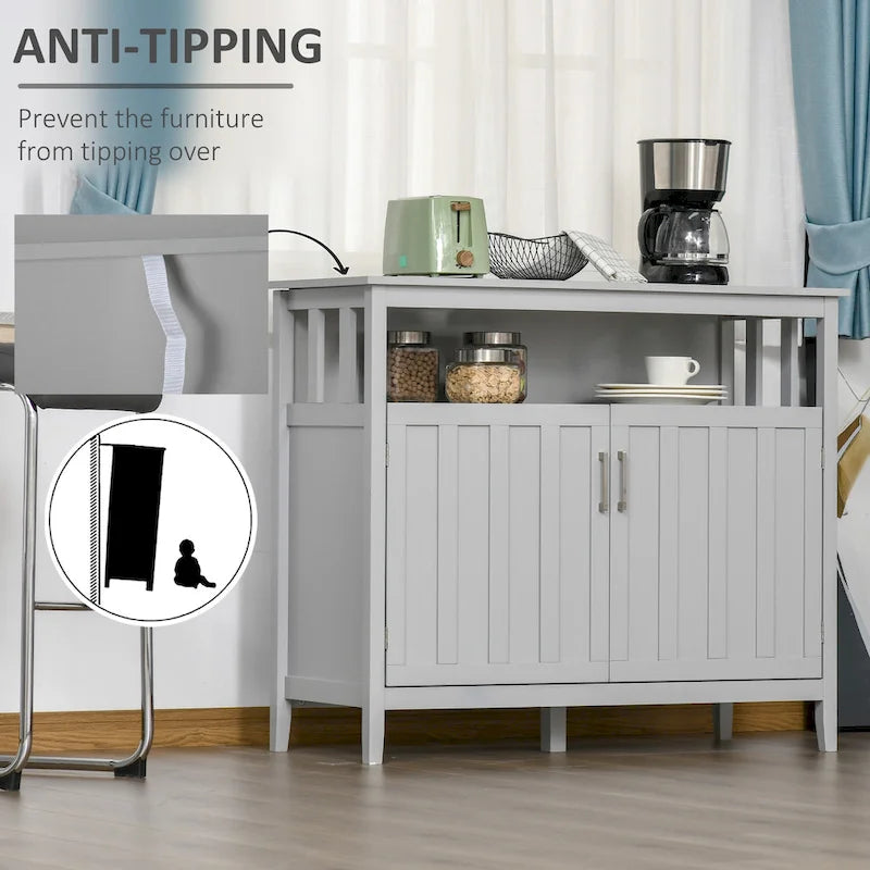 Table de Buffet avec 2 Portes, Meuble de Rangement de Cuisine avec Étagères Réglables pour Cuisine et Salle à Manger