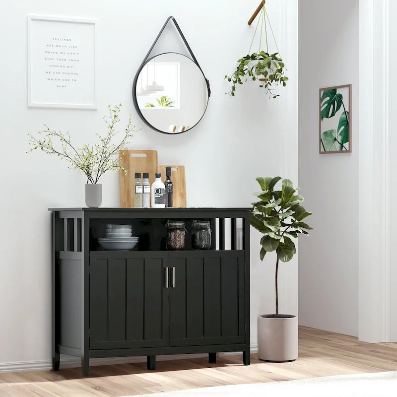 Table de Buffet avec 2 Portes, Meuble de Rangement de Cuisine avec Étagères Réglables pour Cuisine et Salle à Manger