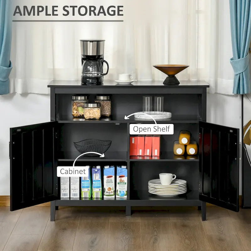 Table de Buffet avec 2 Portes, Meuble de Rangement de Cuisine avec Étagères Réglables pour Cuisine et Salle à Manger