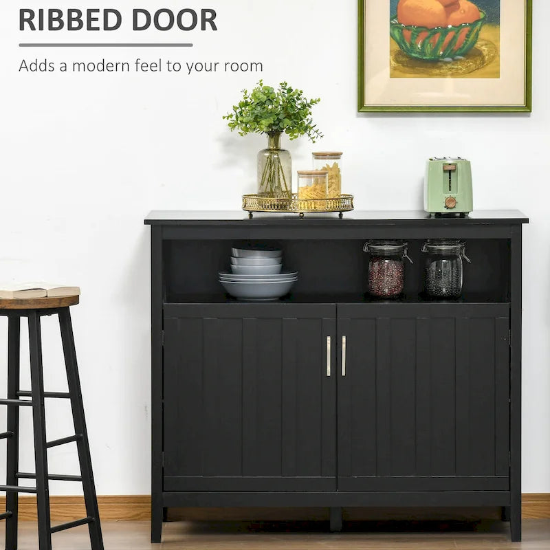 Table de Buffet avec 2 Portes, Meuble de Rangement de Cuisine avec Étagères Réglables pour Cuisine et Salle à Manger