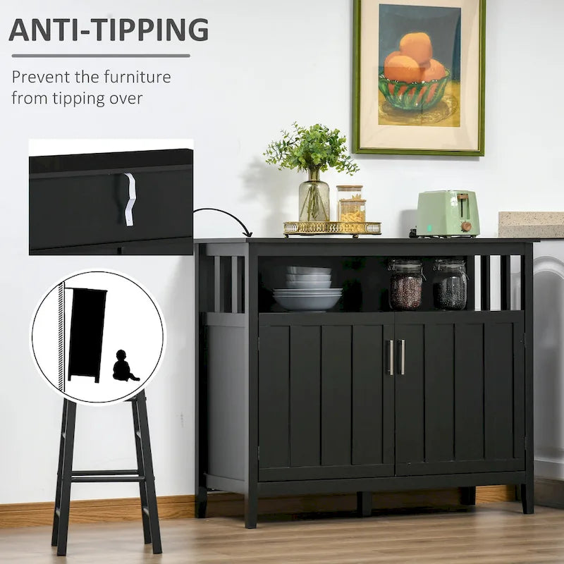 Table de Buffet avec 2 Portes, Meuble de Rangement de Cuisine avec Étagères Réglables pour Cuisine et Salle à Manger