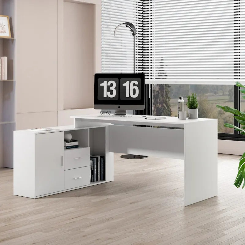 Timechee Bureau d'ordinateur de bureau à domicile Bureau d'angle Table d'écriture de 140 cm