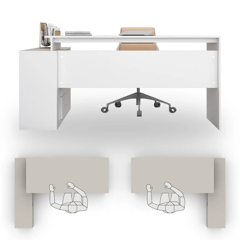 Timechee Bureau d'ordinateur de bureau à domicile Bureau d'angle Table d'écriture de 140 cm