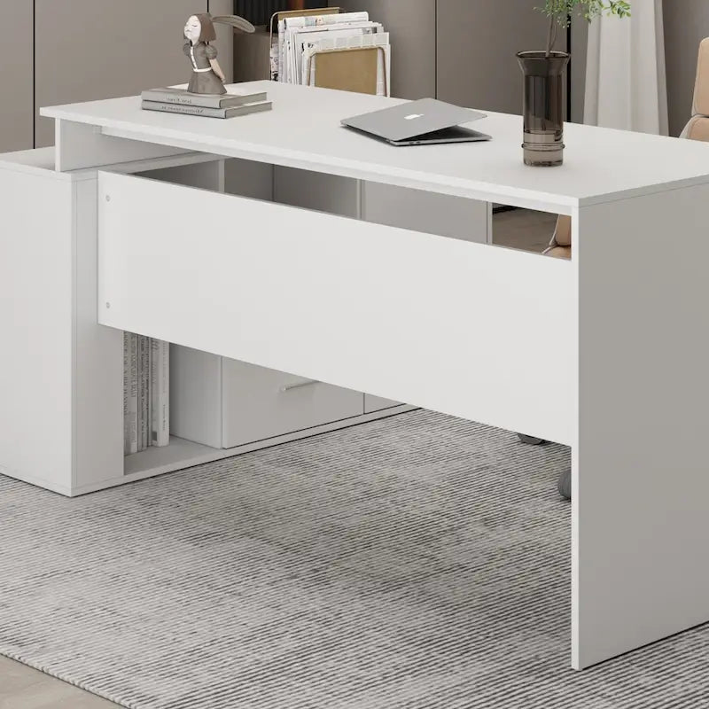 Timechee Bureau d'ordinateur de bureau à domicile Bureau d'angle Table d'écriture de 140 cm