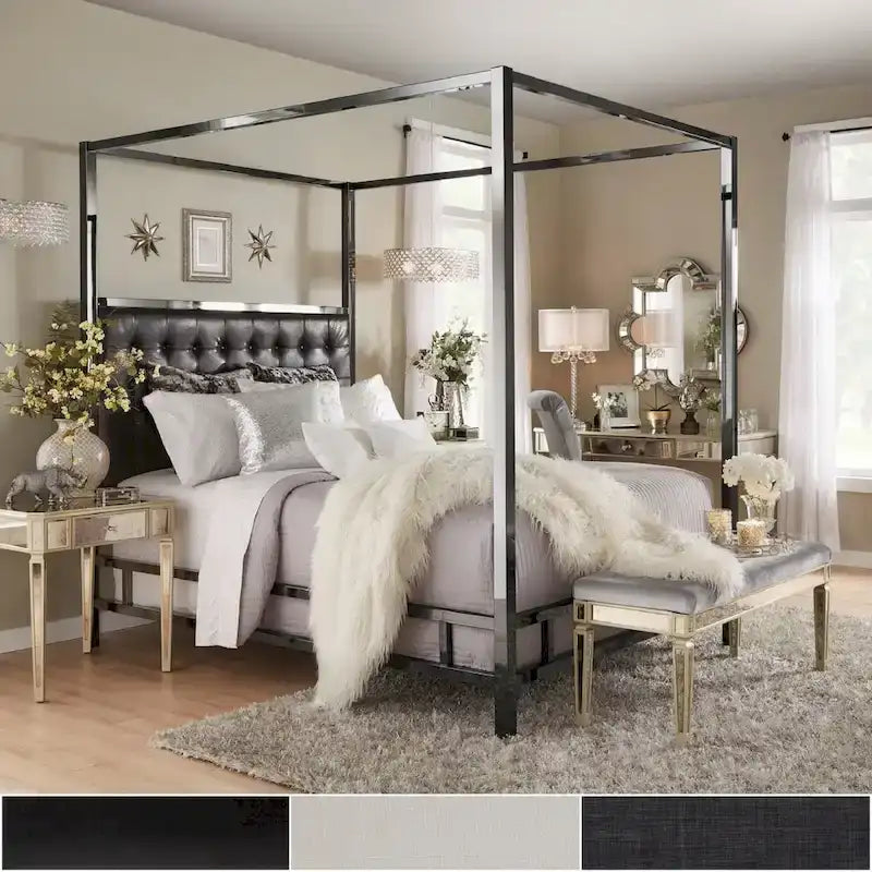 Solivita King-size Black Nickel Frame Canopy Bed by INSPIRE Q Bold