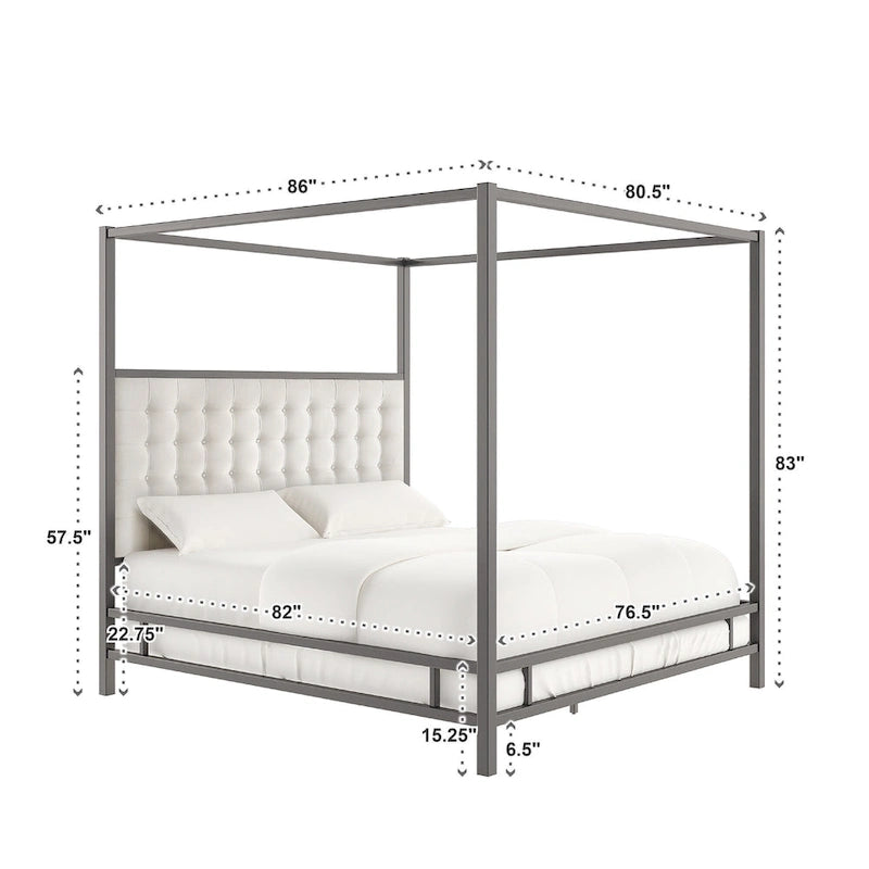Lit à baldaquin king-size Solivita avec cadre nickel noir par INSPIRE Q Bold
