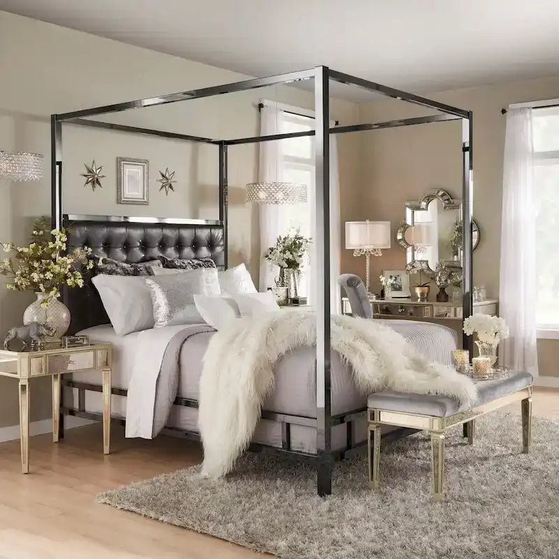 Lit à baldaquin king-size Solivita avec cadre nickel noir par INSPIRE Q Bold