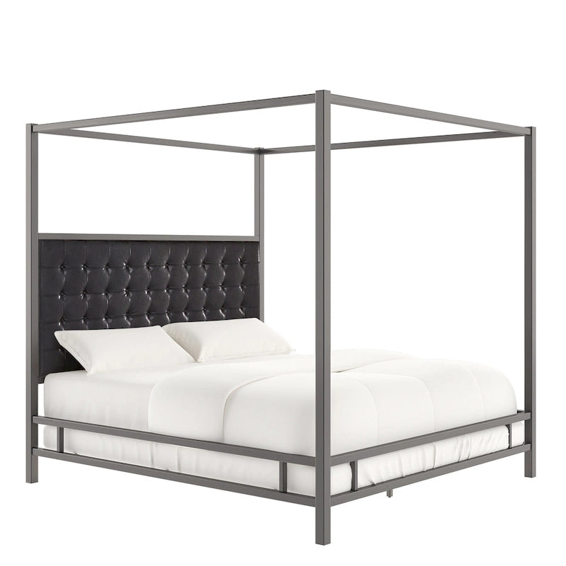 Lit à baldaquin king-size Solivita avec cadre nickel noir par INSPIRE Q Bold