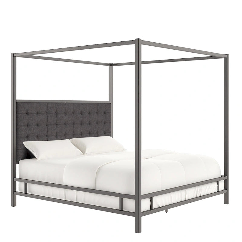 Lit à baldaquin king-size Solivita avec cadre nickel noir par INSPIRE Q Bold