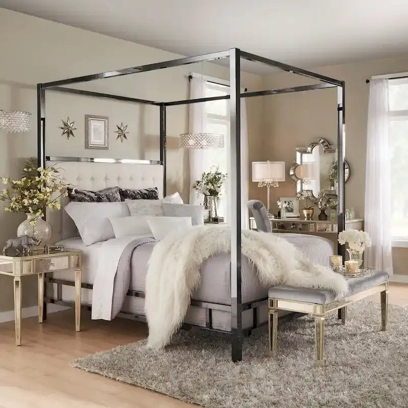 Lit à baldaquin king-size Solivita avec cadre nickel noir par INSPIRE Q Bold
