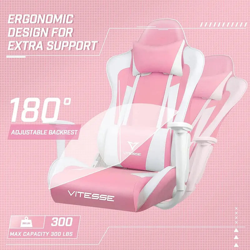 Chaise de jeu BOSSIN avec dossier haut et support lombaire pour ordinateur de bureau