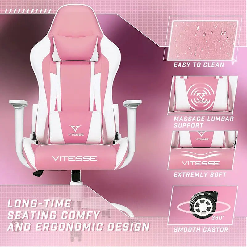 Chaise de jeu BOSSIN avec dossier haut et support lombaire pour ordinateur de bureau