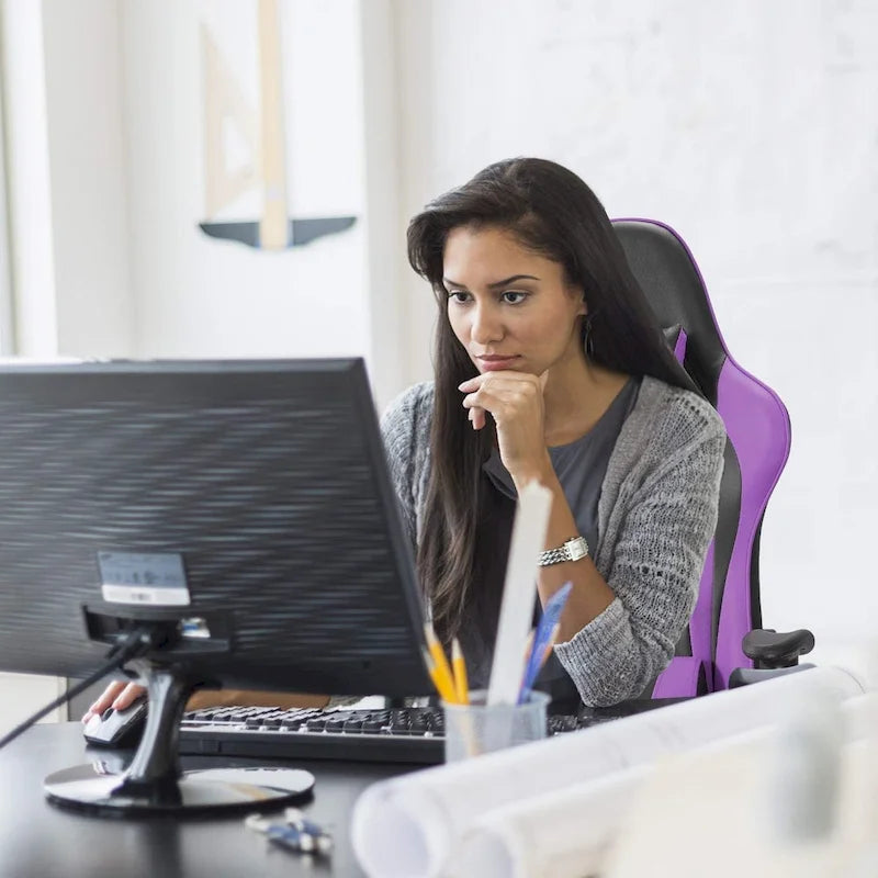 Chaise de jeu BOSSIN avec dossier haut et support lombaire pour ordinateur de bureau