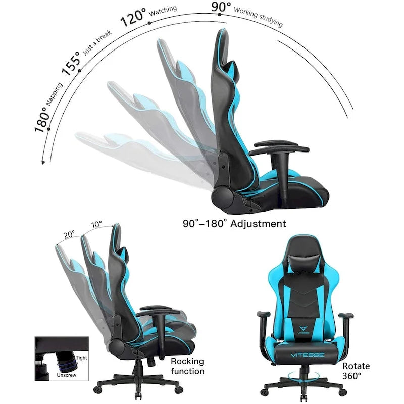 Chaise de jeu BOSSIN avec dossier haut et support lombaire pour ordinateur de bureau