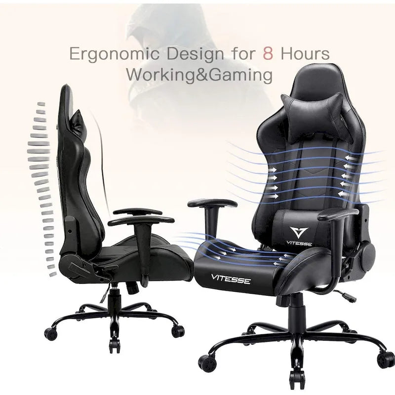Chaise de jeu BOSSIN avec dossier haut et support lombaire pour ordinateur de bureau