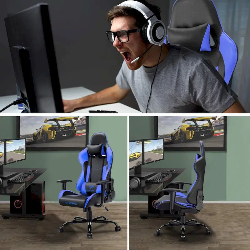 Chaise de jeu BOSSIN avec dossier haut et support lombaire pour ordinateur de bureau