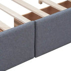 Lit plateforme tapissé Queen avec tête de lit classique et 4 tiroirs, aucun sommier tapissier requis, tissu en lin