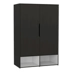 Armoire Rosie deux portes avec deux étagères ouvertes, cinq étagères et une tringle de suspension - N/A