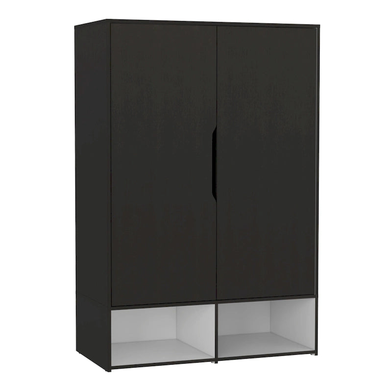 Armoire Rosie deux portes avec deux étagères ouvertes, cinq étagères et une tringle de suspension - N/A