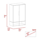 Armoire Rosie deux portes avec deux étagères ouvertes, cinq étagères et une tringle de suspension - N/A