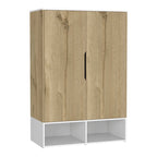 Armoire Rosie deux portes avec deux étagères ouvertes, cinq étagères et une tringle de suspension - N/A