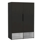 Armoire Rosie deux portes avec deux étagères ouvertes, cinq étagères et une tringle de suspension - N/A