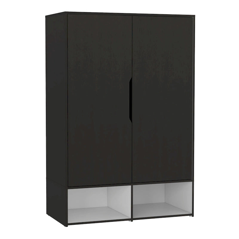 Armoire Rosie deux portes avec deux étagères ouvertes, cinq étagères et une tringle de suspension - N/A