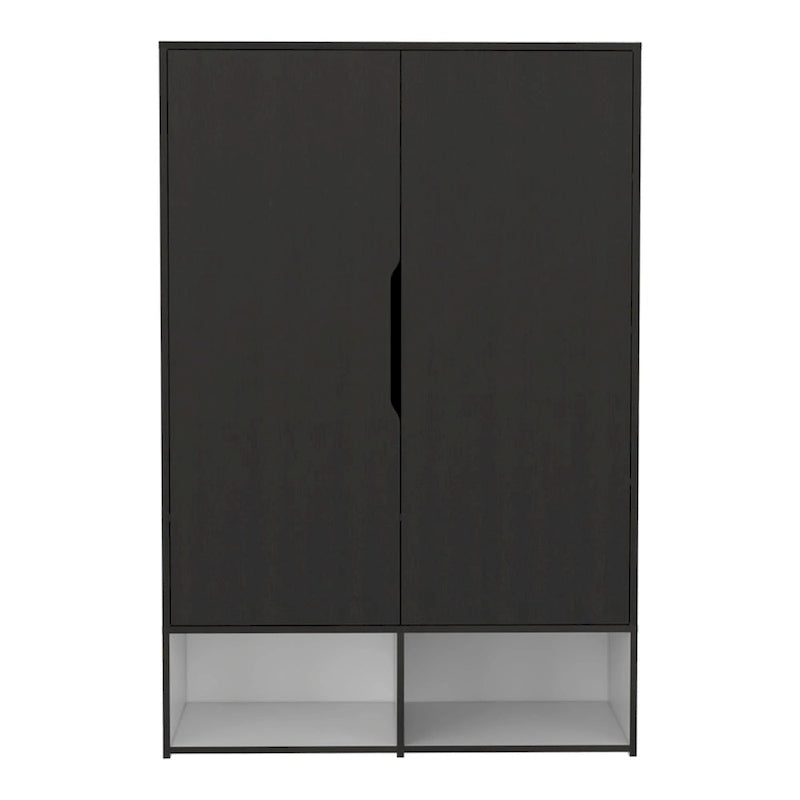 Armoire Rosie deux portes avec deux étagères ouvertes, cinq étagères et une tringle de suspension - N/A