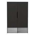 Armoire Rosie deux portes avec deux étagères ouvertes, cinq étagères et une tringle de suspension - N/A