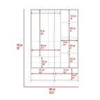 Armoire Rosie deux portes avec deux étagères ouvertes, cinq étagères et une tringle de suspension - N/A