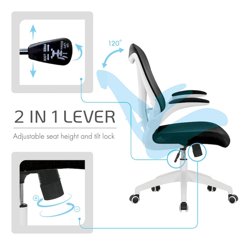 Chaise de bureau ergonomique en maille Porthos Home Cole avec base en nylon et mécanisme d'inclinaison