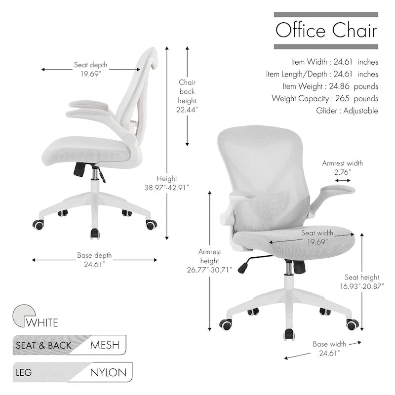 Chaise de bureau ergonomique en maille Porthos Home Cole avec base en nylon et mécanisme d'inclinaison