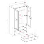 Palace Imports Armoire Intelligente 100% Bois Massif avec 2 Tiroirs, Poignées Métalliques ou en Bois
