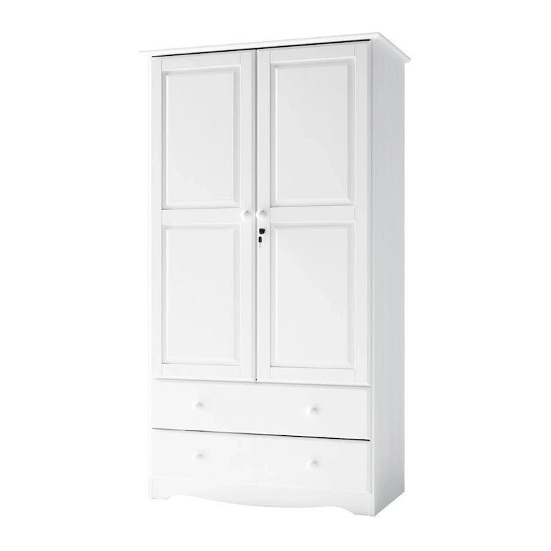 Palace Imports Armoire Intelligente 100% Bois Massif avec 2 Tiroirs, Poignées Métalliques ou en Bois