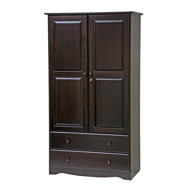 Palace Imports Armoire Intelligente 100% Bois Massif avec 2 Tiroirs, Poignées Métalliques ou en Bois