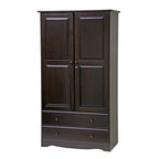 Palace Imports Armoire Intelligente 100% Bois Massif avec 2 Tiroirs, Poignées Métalliques ou en Bois