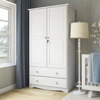 Palace Imports Armoire Intelligente 100% Bois Massif avec 2 Tiroirs, Poignées Métalliques ou en Bois