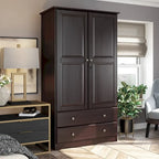Palace Imports Armoire Intelligente 100% Bois Massif avec 2 Tiroirs, Poignées Métalliques ou en Bois