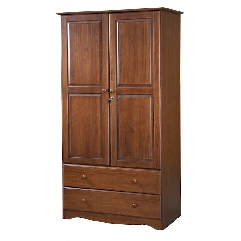 Palace Imports Armoire Intelligente 100% Bois Massif avec 2 Tiroirs, Poignées Métalliques ou en Bois