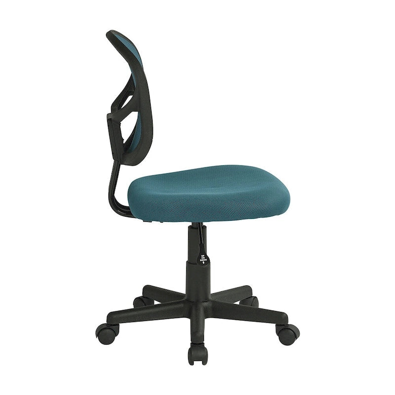 Chaise de bureau sans accoudoirs en maille bleue