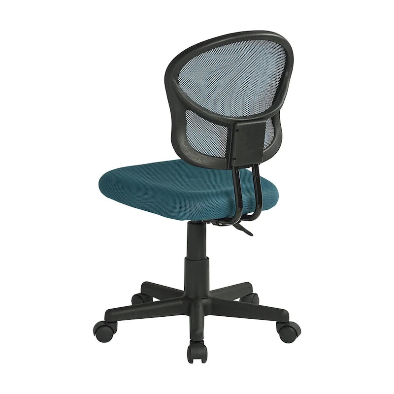Chaise de bureau sans accoudoirs en maille bleue