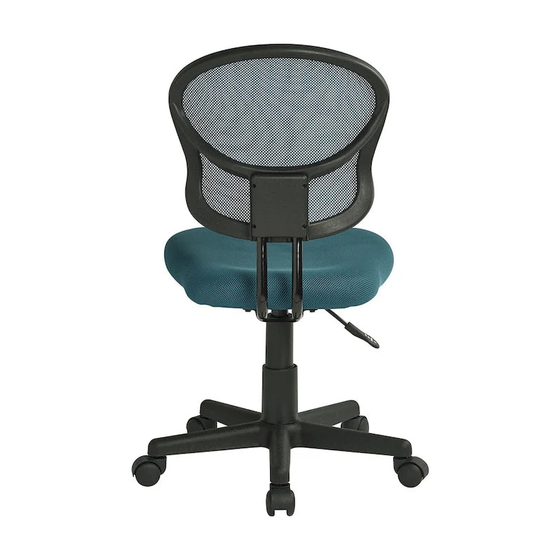 Chaise de bureau sans accoudoirs en maille bleue